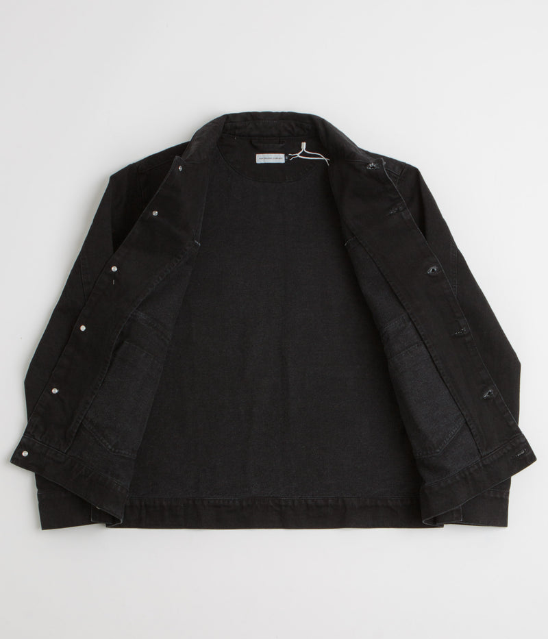 Pop Trading Company Full Button Denim Jacket in Rinsed Black