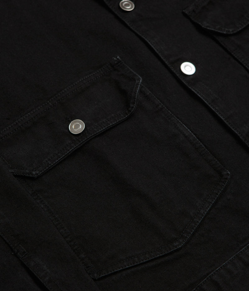 Pop Trading Company Full Button Denim Jacket in Rinsed Black