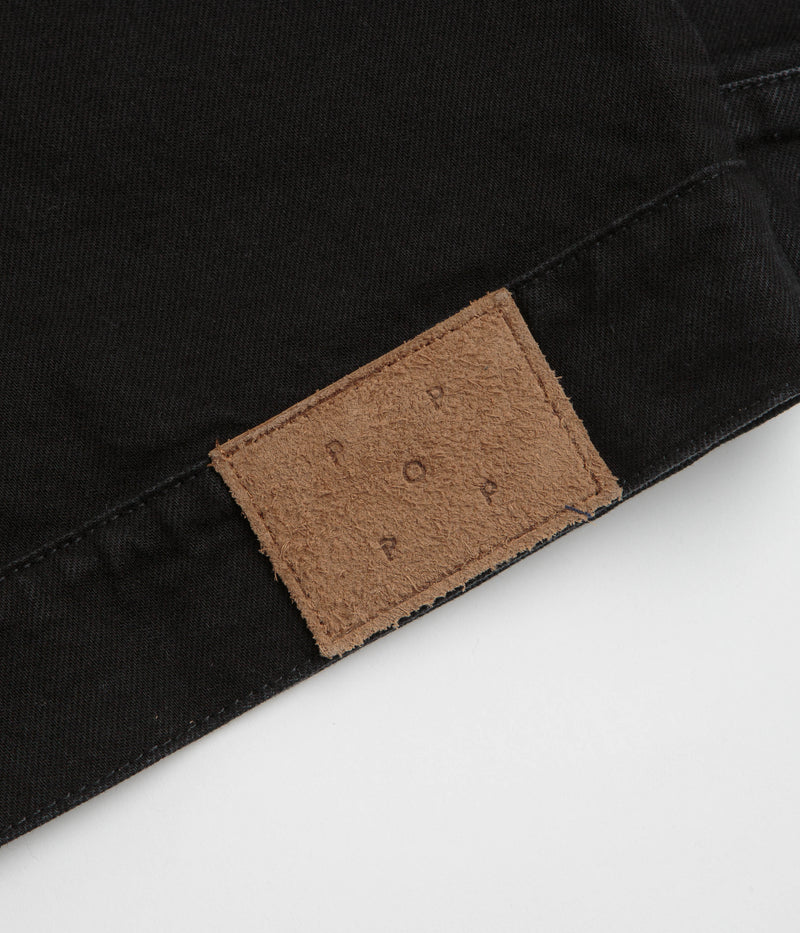 Pop Trading Company Full Button Denim Jacket in Rinsed Black