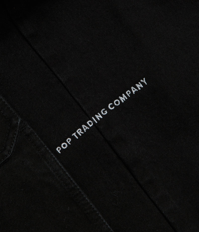 Pop Trading Company Full Button Denim Jacket in Rinsed Black