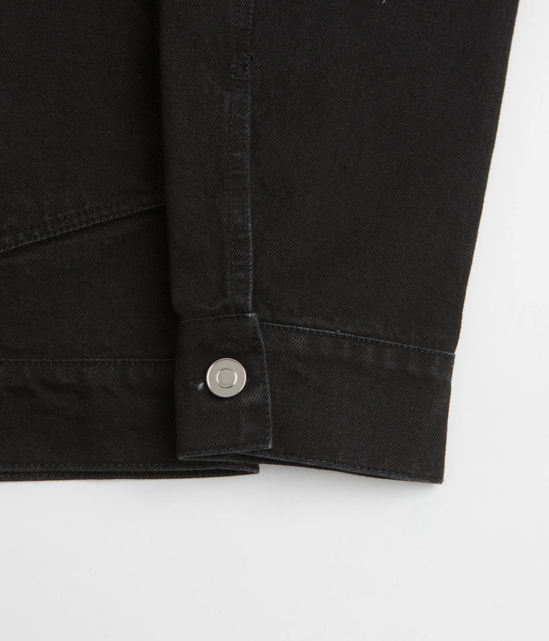 Pop Trading Company Full Button Denim Jacket in Rinsed Black