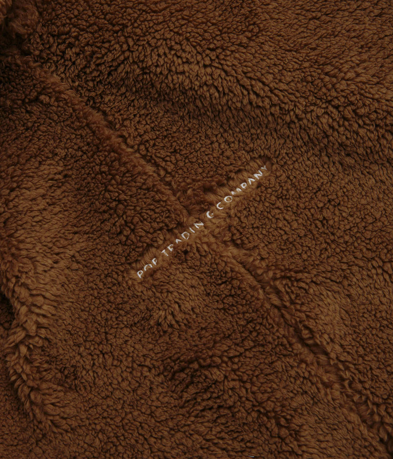 Pop Trading Company Polar 1/2 Zip Fleece Sweatshirt in Bison