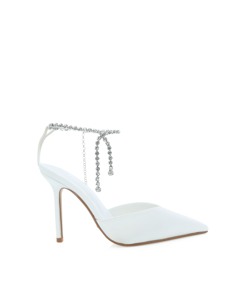 QARA - WHITE SATIN-PUMPS-Billini-Billini