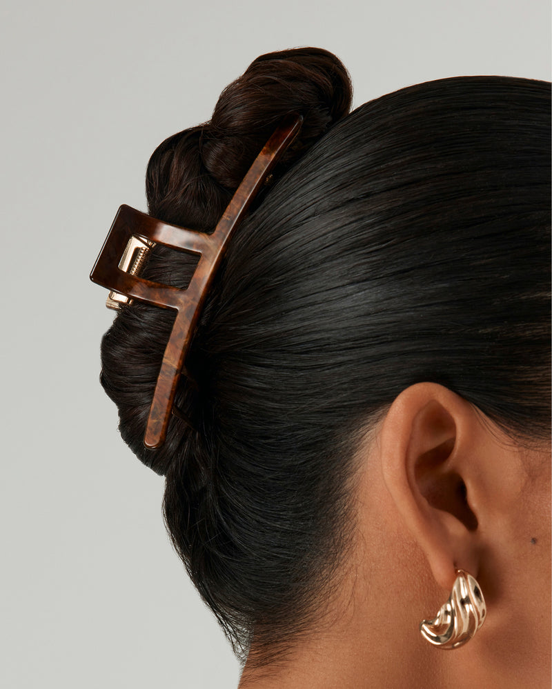 RESIN METAL CLAW CLIP - GOLD-CHOCOLATE TORT-HAIR ACCESSORY-Billini-Billini