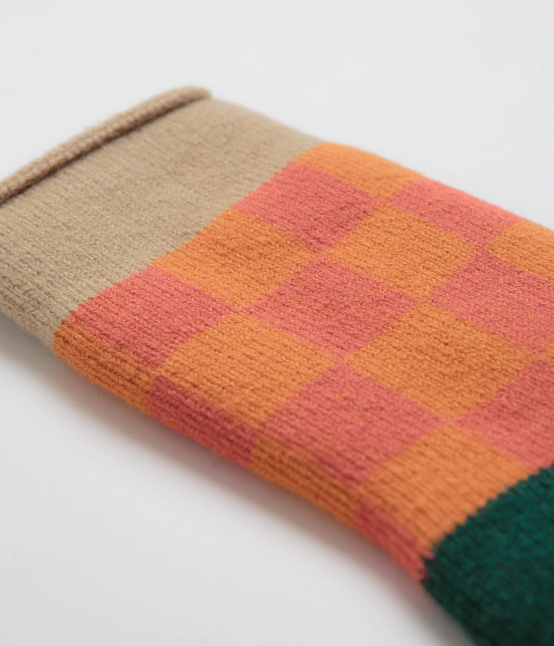 RoToTo Pile Room Socks in Beige and Dark Green