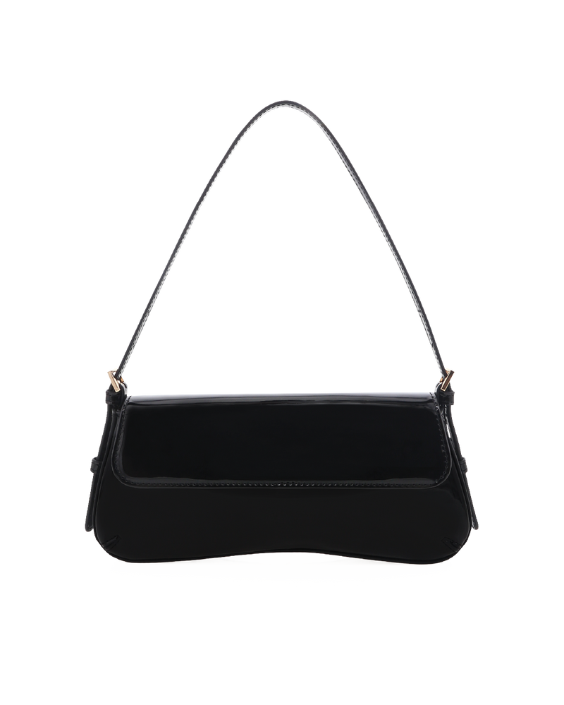 SABELLA SHOULDER BAG - BLACK PATENT-GOLD-Handbags-Billini-Billini