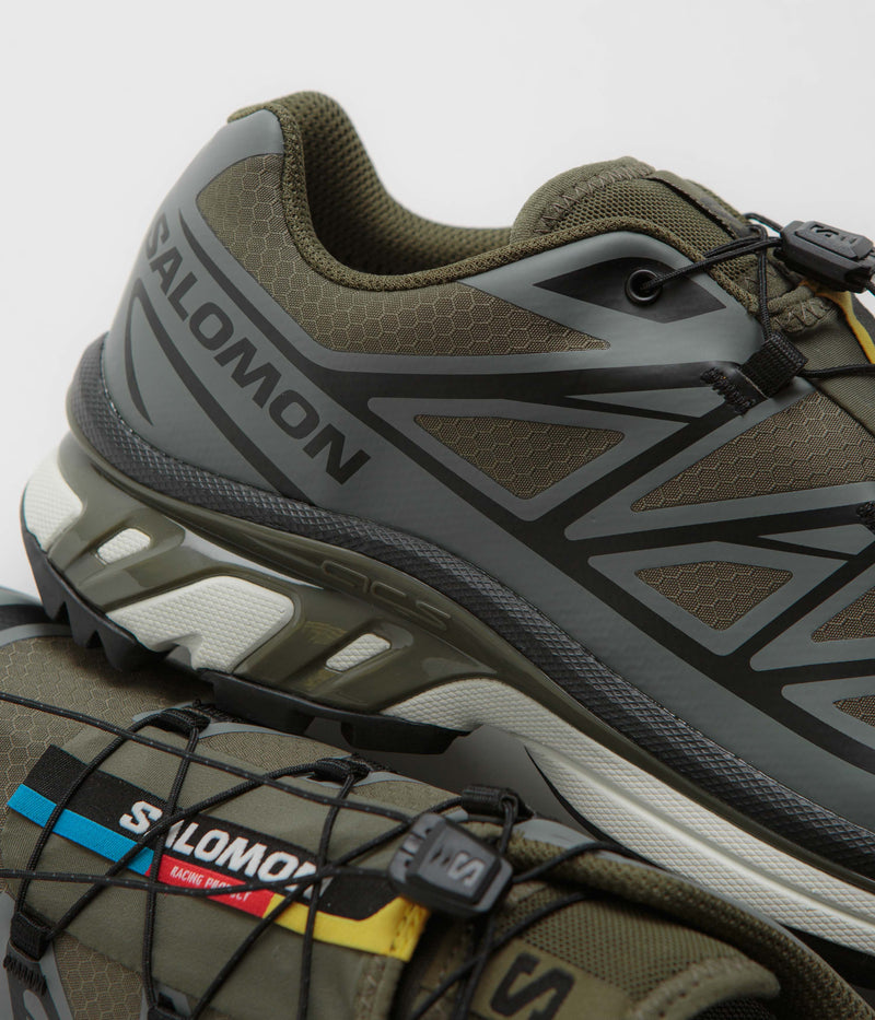 Salomon XT-6 GTX Shoes in Olive Night and Sedona Sage / Black