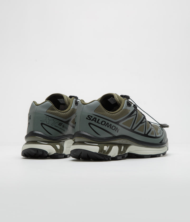 Salomon XT-6 GTX Shoes in Olive Night and Sedona Sage / Black