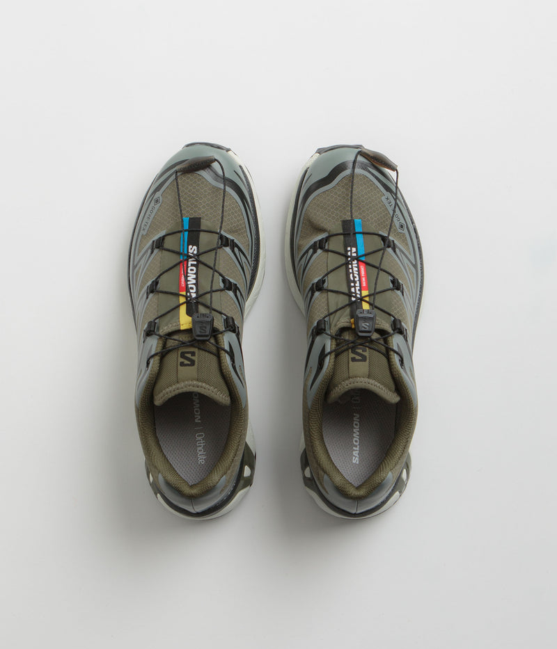 Salomon XT-6 GTX Shoes in Olive Night and Sedona Sage / Black
