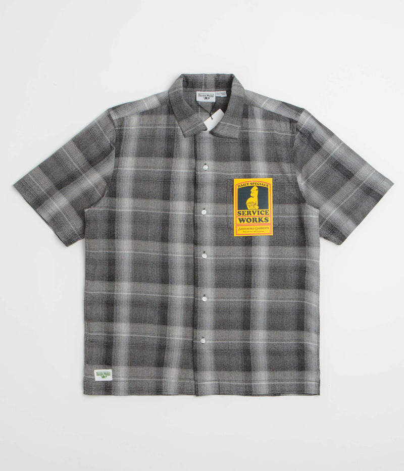 Service Works Plaid Resort Short Sleeve Shirt in Black