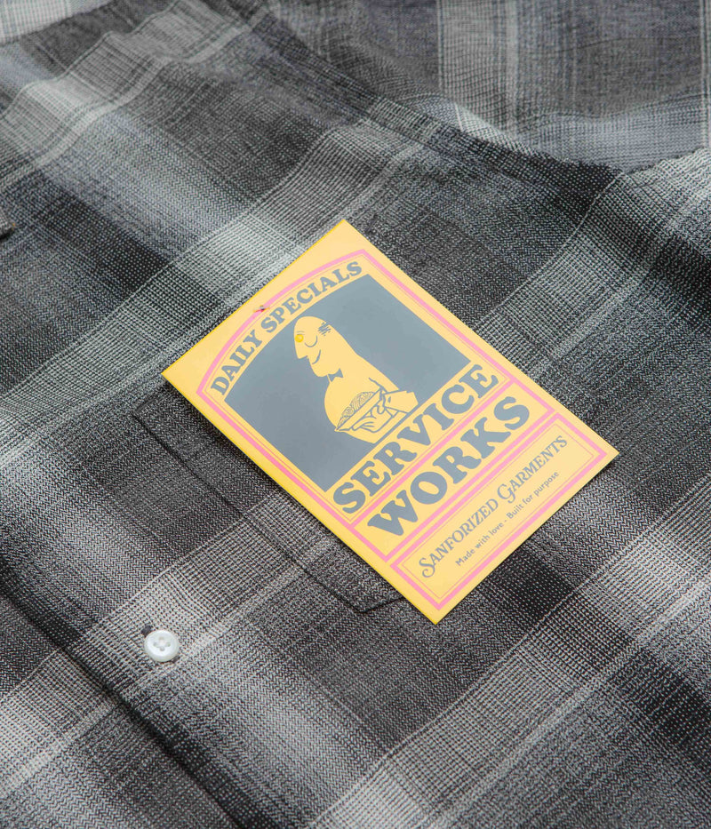 Service Works Plaid Resort Short Sleeve Shirt in Black