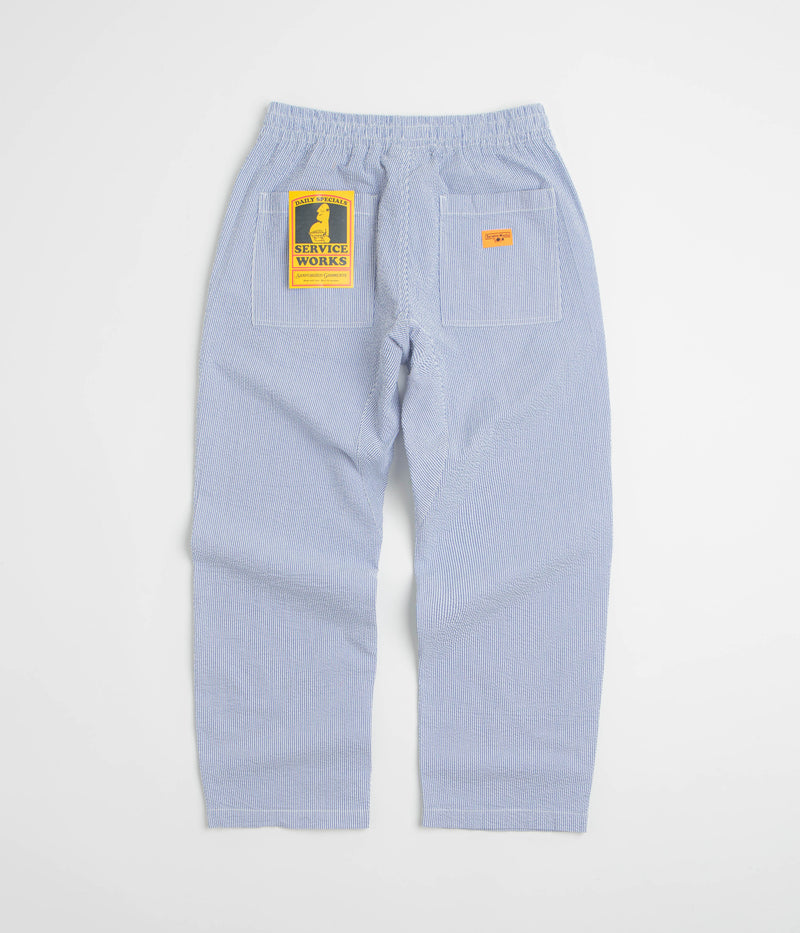 Service Works Seersucker Chef Pants in Navy Stripe