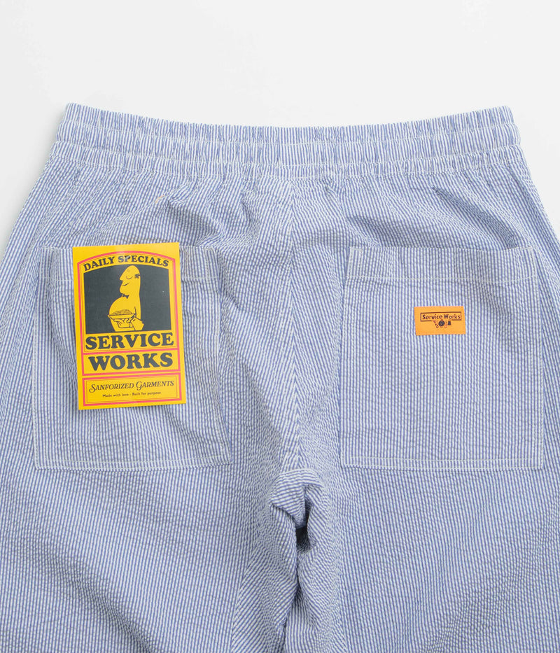 Service Works Seersucker Chef Pants in Navy Stripe