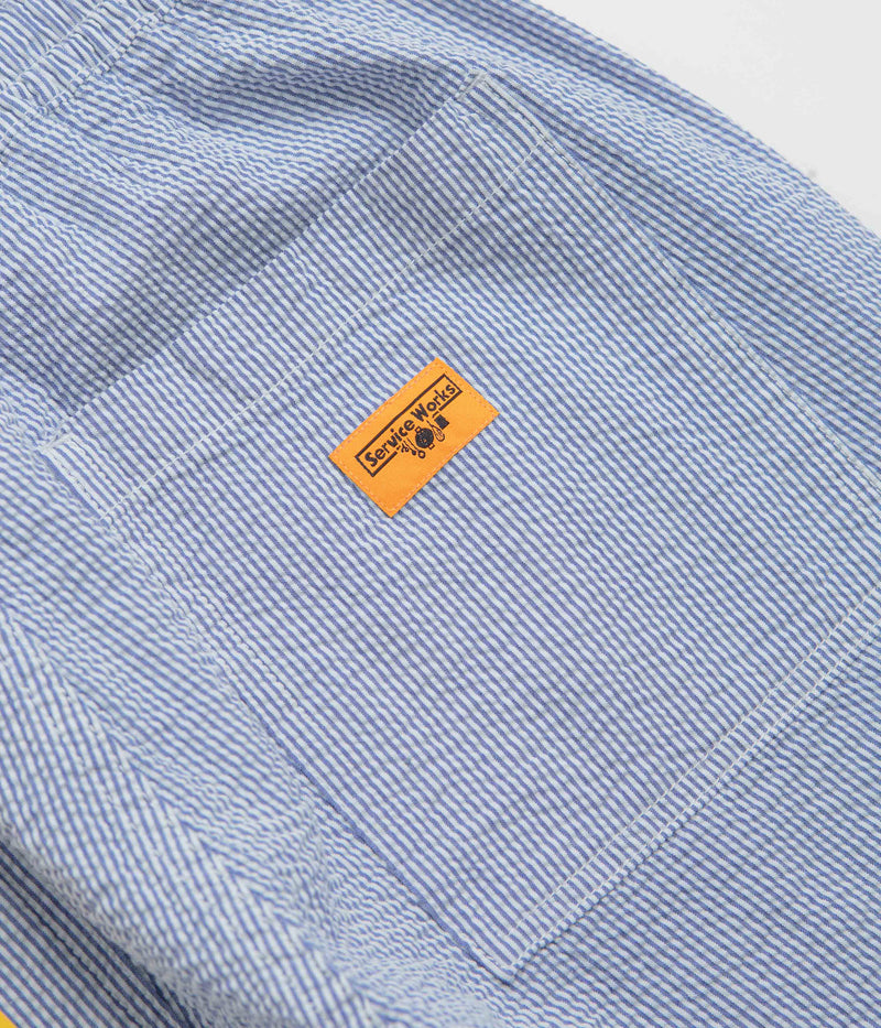 Service Works Seersucker Chef Pants in Navy Stripe
