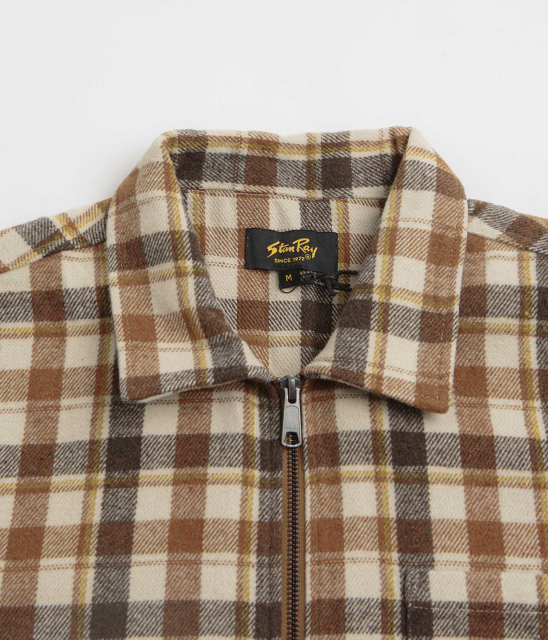 Stan Ray Zip Shirt in Tan Plaid