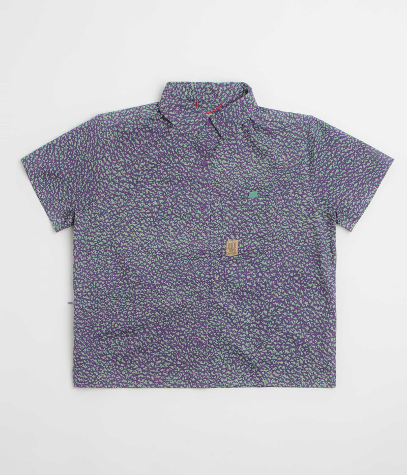 Topo Designs Womens Retro River Short Sleeve Shirt in Crackle Loganberry