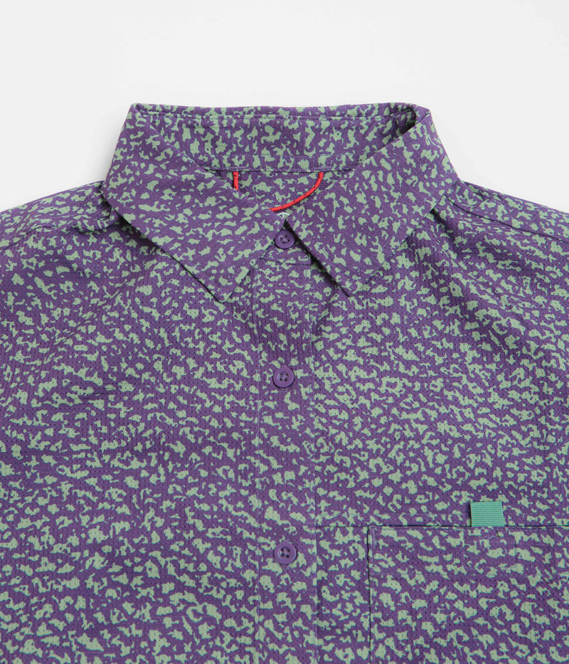 Topo Designs Womens Retro River Short Sleeve Shirt in Crackle Loganberry