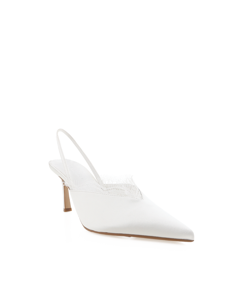 XIANA - WHITE SATIN-PUMPS-Billini-Billini