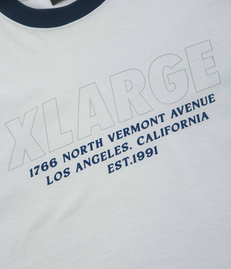 XLarge Store Address Ringer T-Shirt in Grey